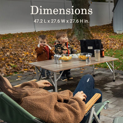 Coleman Living Collection Folding Table with Lightweight Aluminum Frame, Brown - VMInnovations