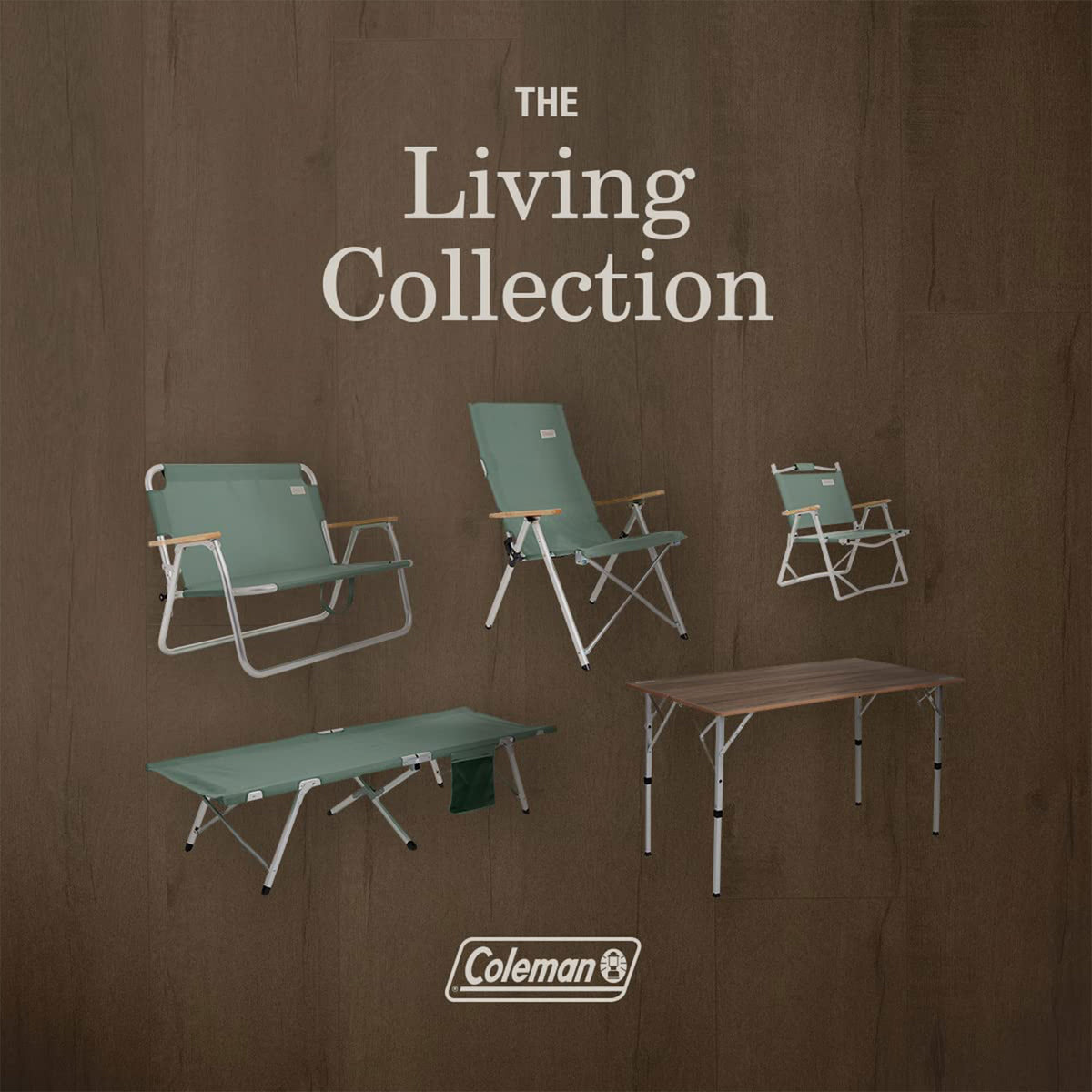 Coleman Living Collection Folding Table with Lightweight Aluminum Frame, Brown