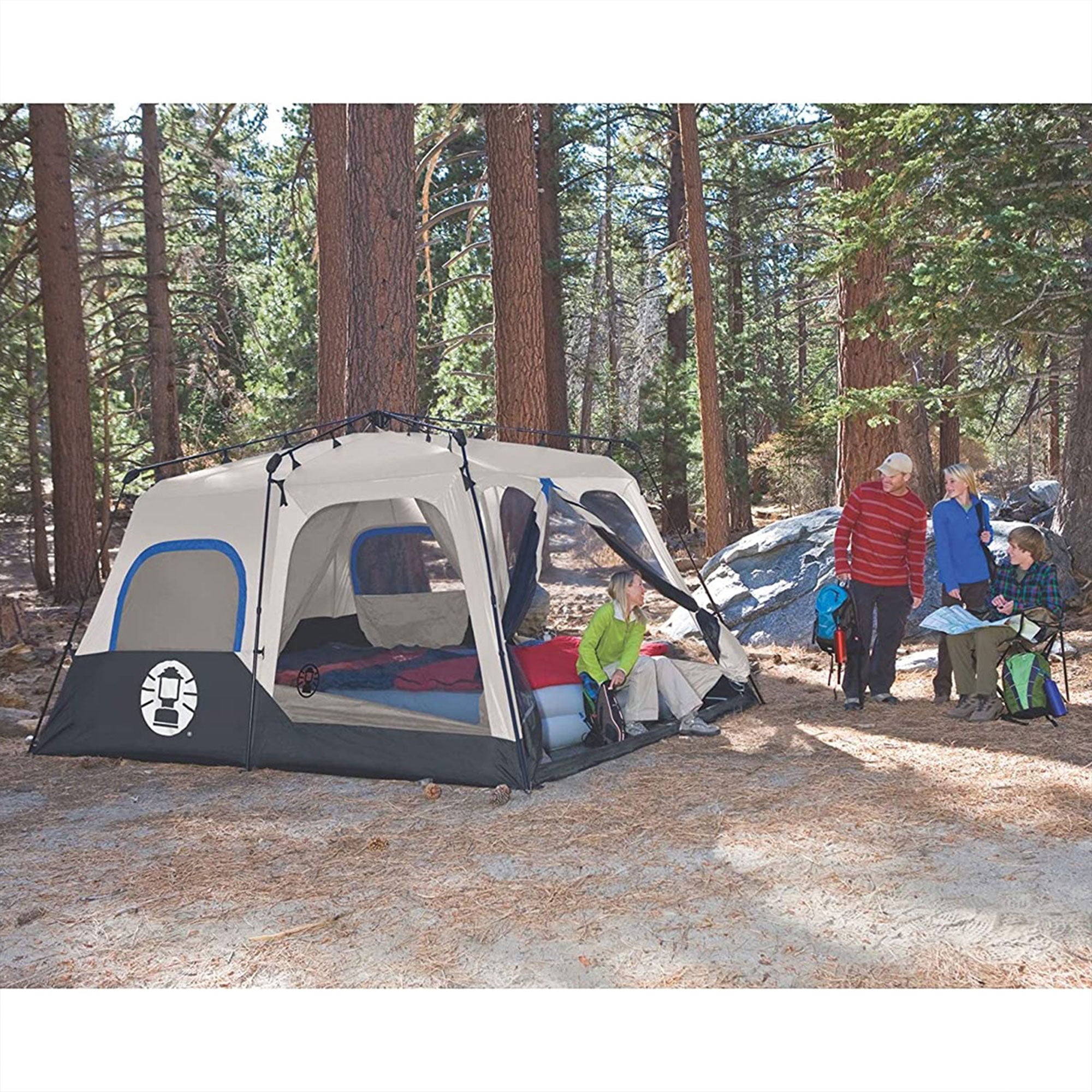 Coleman 8 Person Instant Cabin Camping Fabric Family Tent w/Rainfly (Open Box) - VMInnovations
