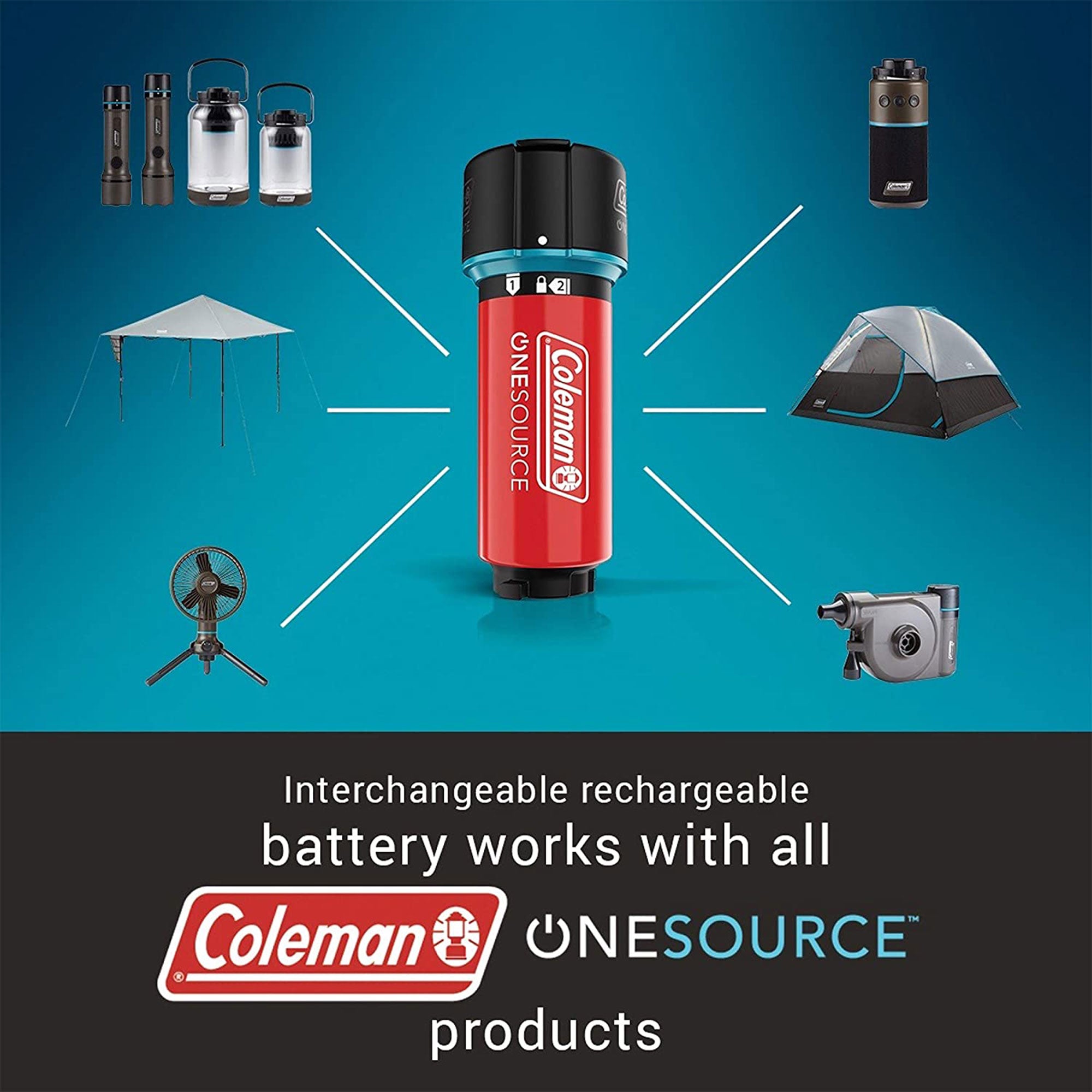 Coleman C002 Rechargeable Battery 2 Pack with Charger for Camping (Open Box) - VMInnovations