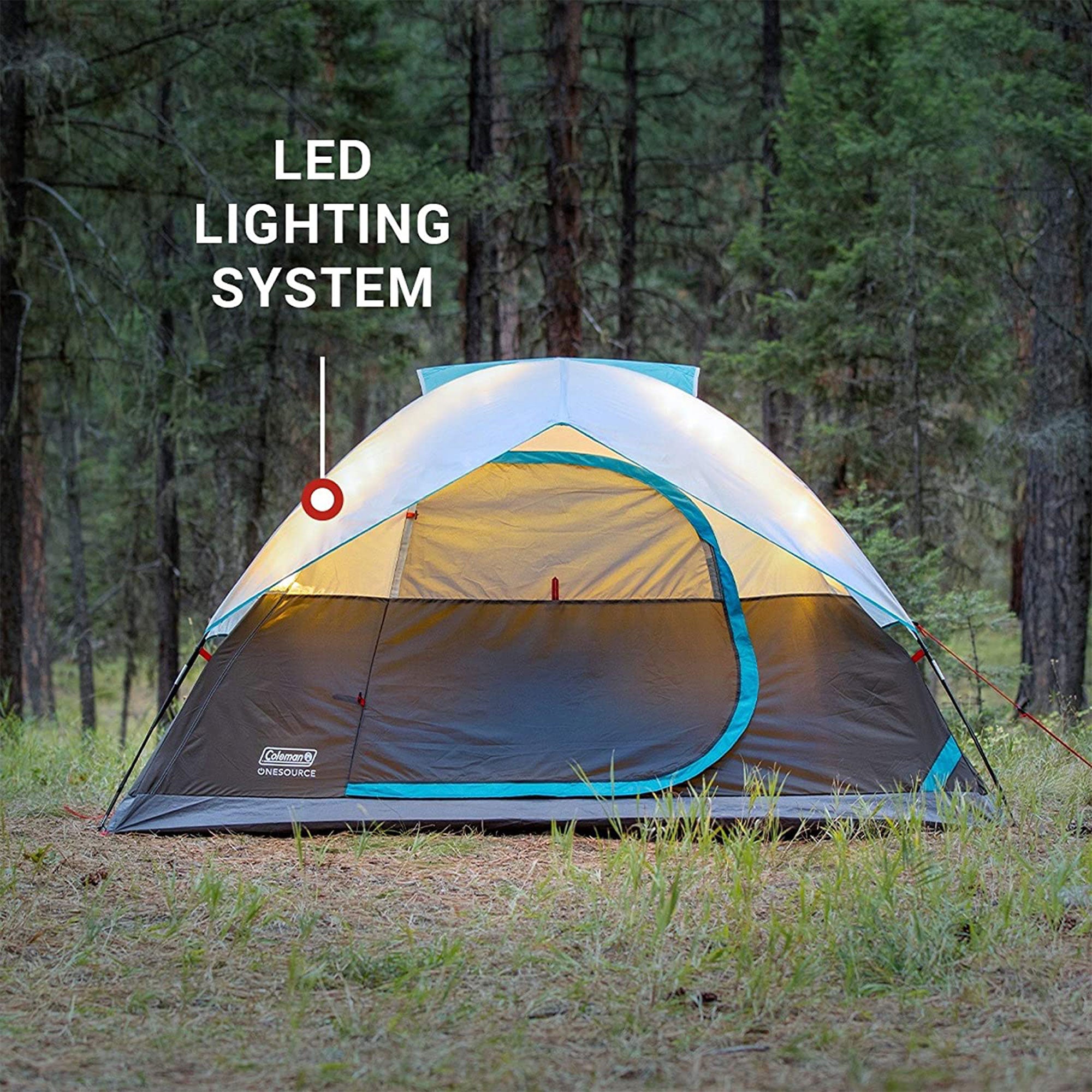Coleman GuestRest 18" Queen Airbed, OneSource 4-Person LED Tent, & USB Air Pump