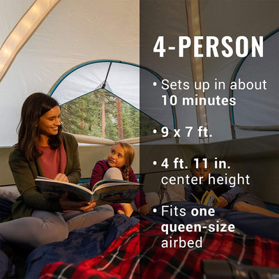 Coleman GuestRest 18" Queen Airbed, OneSource 4-Person LED Tent, & USB Air Pump