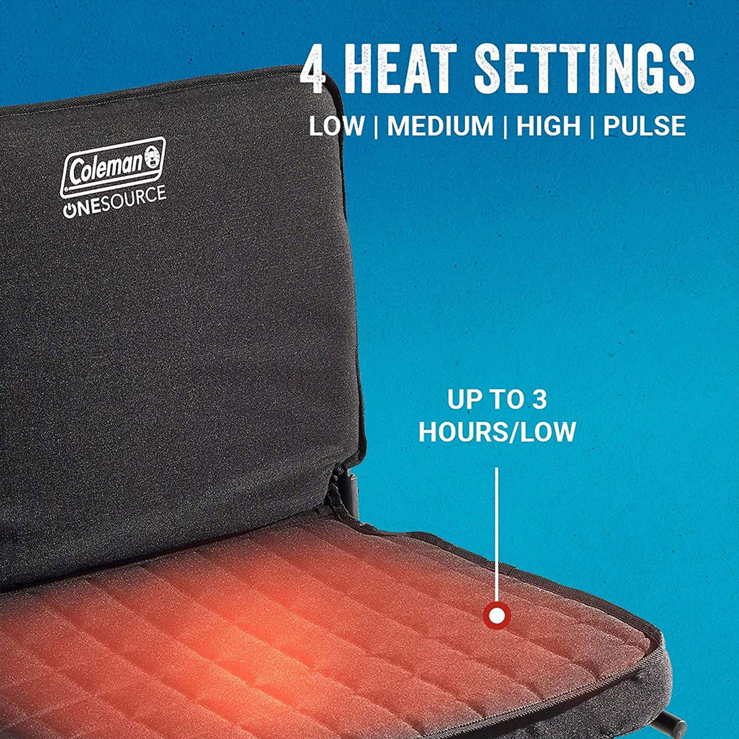 Coleman 17 In OneSource Foldable Padded Rechargeable Heated Stadium Seat, Black