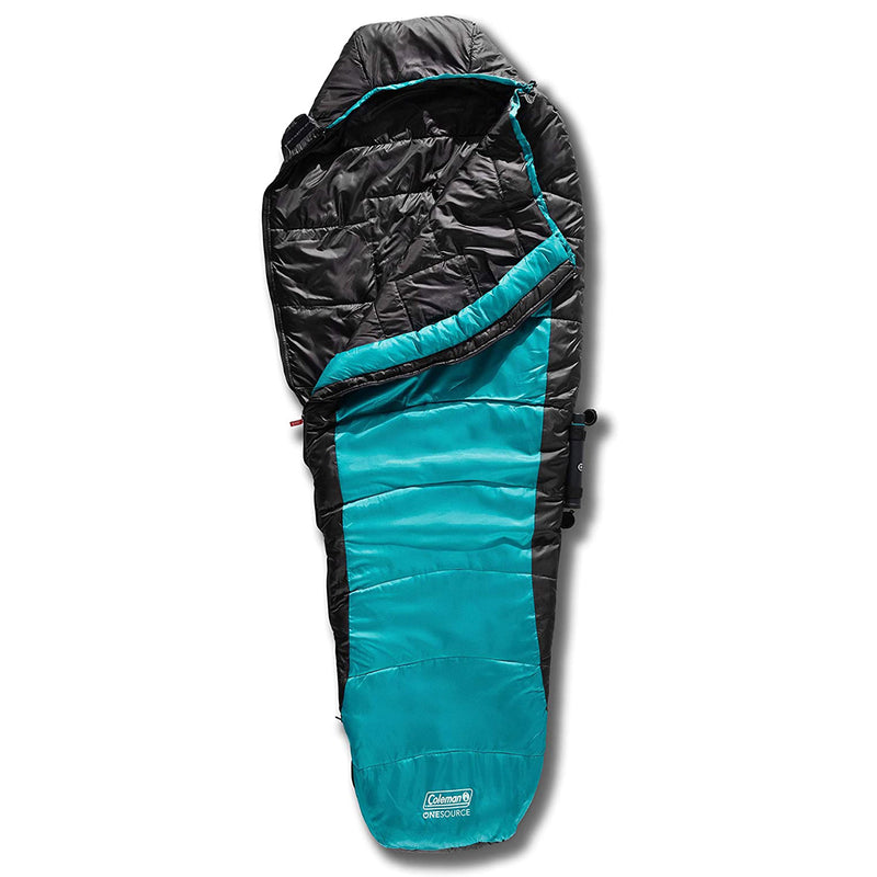 Coleman OneSource All Season Rechargeable Adjustable Heated Sleeping Bag, Teal