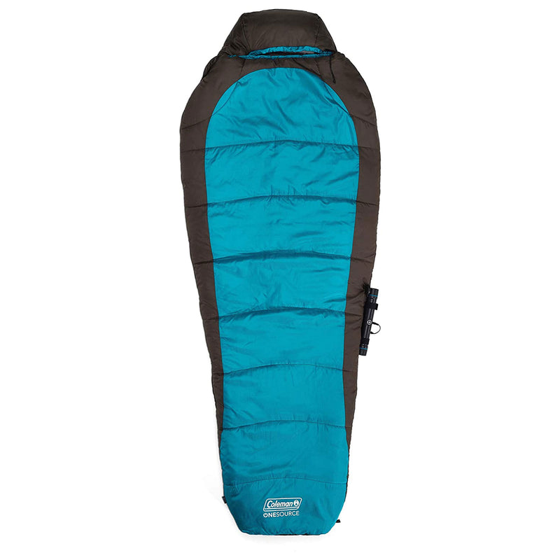 Coleman OneSource All Season Rechargeable Adjustable Heated Sleeping Bag, Teal