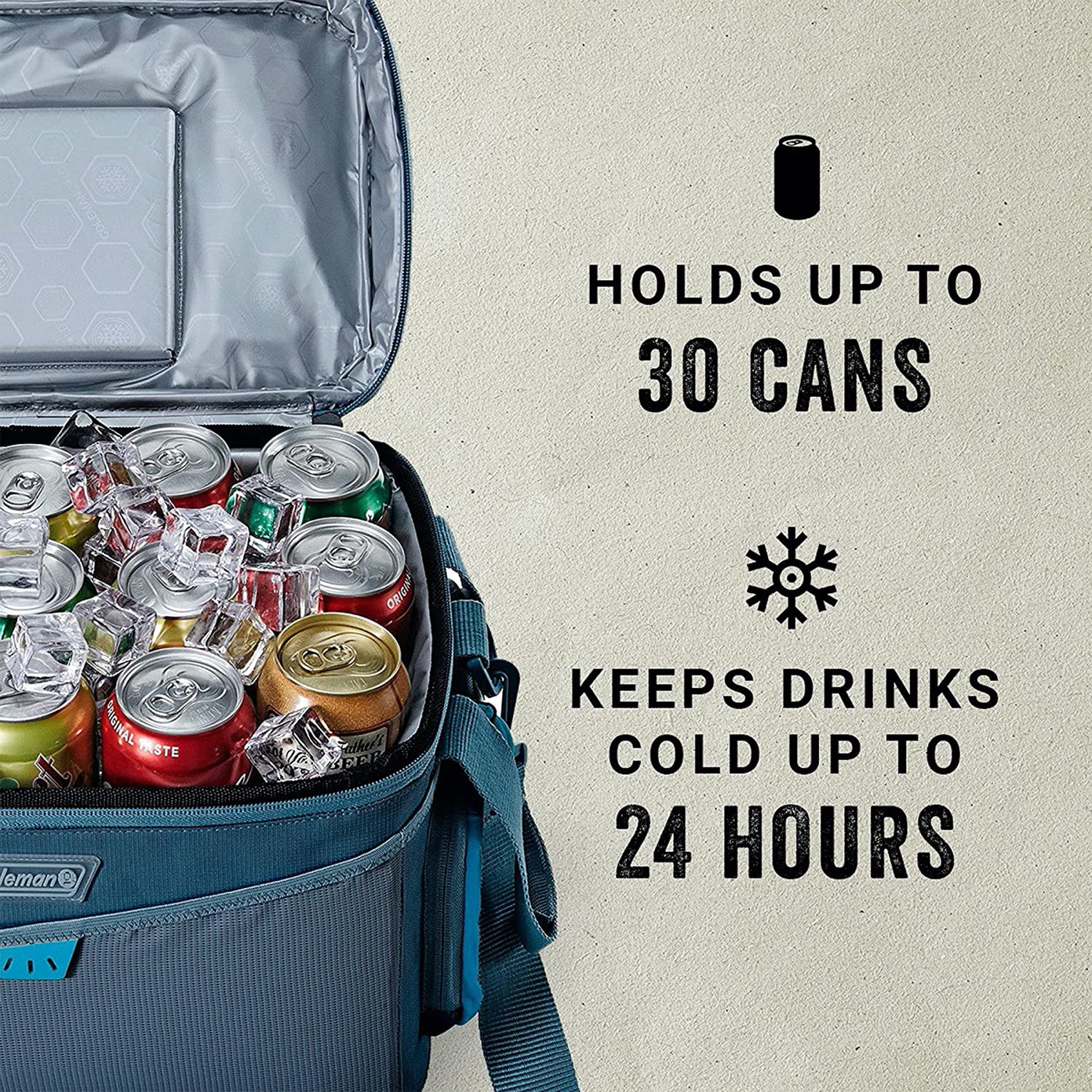 Coleman Sportflex 30 Leakproof Padded Soft Sided Can Soft Cooler Tote Bag, Blue - VMInnovations