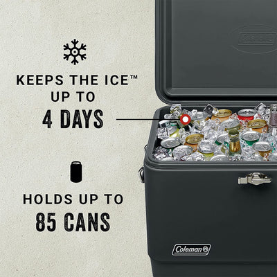 Coleman Reunion 54-Quart Ice Chest Stainless Steel Belted Matte Cooler, Midnight