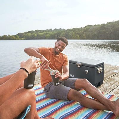 Coleman Reunion 54-Quart Ice Chest Stainless Steel Belted Matte Cooler, Midnight