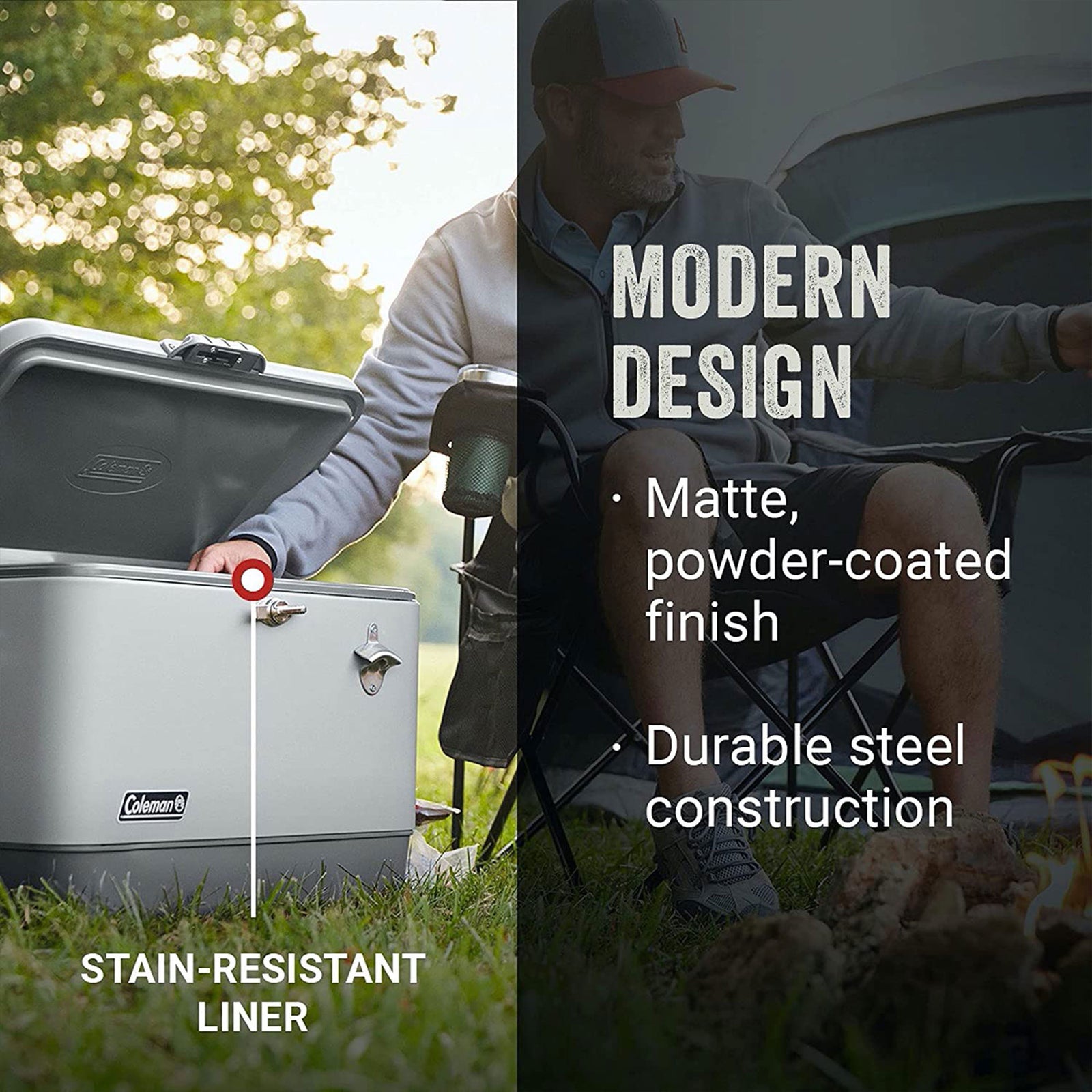 Coleman 54-Quart Ice Chest Stainless Steel Belted Matte Cooler, Truffle(Damaged) - VMInnovations