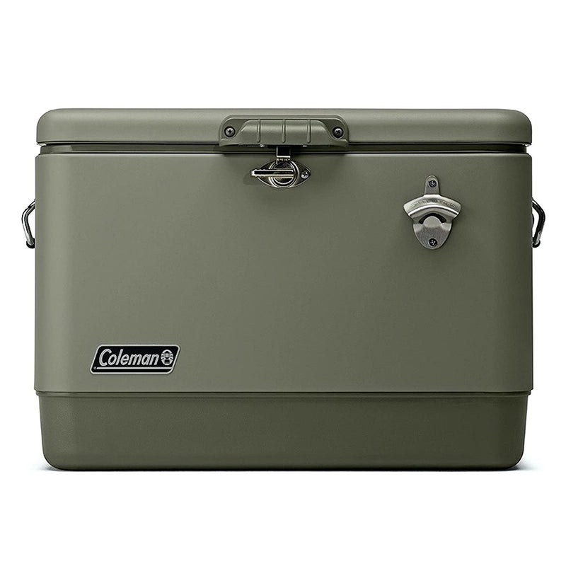 Coleman Reunion 54-Quart Ice Chest Stainless Steel Belted Matte Cooler, Sage