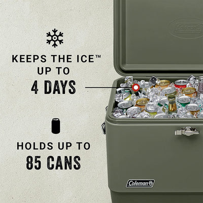 Coleman Reunion 54-Quart Chest Stainless Steel Belted Matte Cooler, Sage (Used)