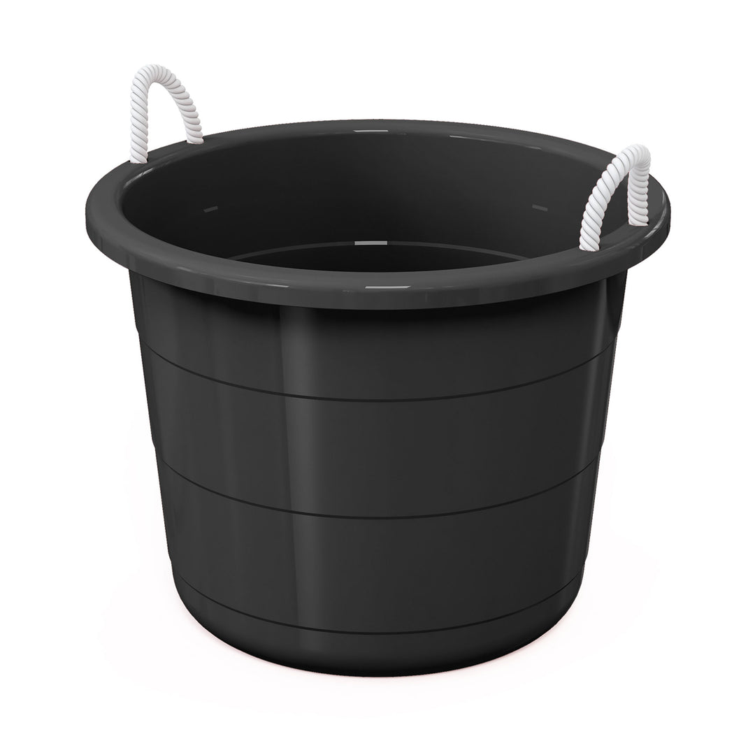 Life Story 17 Gal Flexible Plastic Storage Bucket w/ Rope Handles, Black, 8 Pack