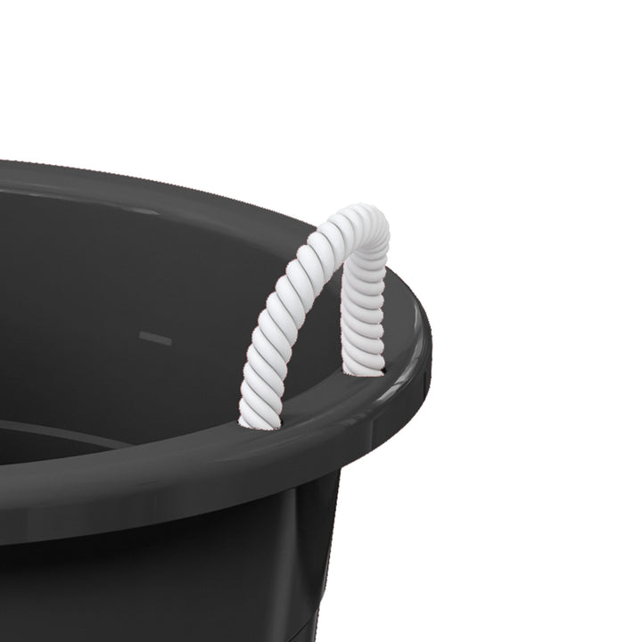 Life Story 17 Gal Flexible Plastic Storage Bucket w/ Rope Handles, Black, 8 Pack