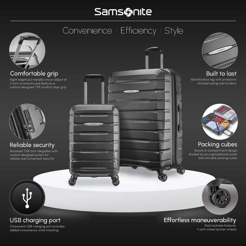 Samsonite Tech 2.0 Hard Side Luggage Set with Wheels, (2 Piece), Gray (Open Box)