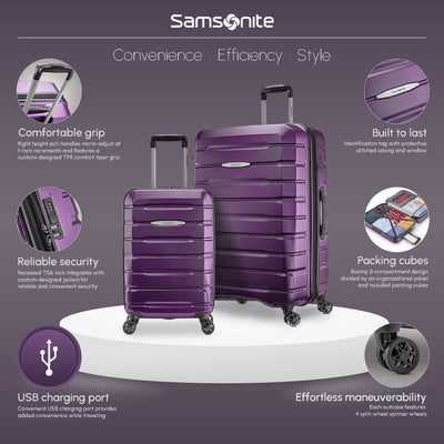Samsonite Tech 2.0 Hardside Luggage Set with Wheels, 2 Piece, Purple (Open Box) - VMInnovations