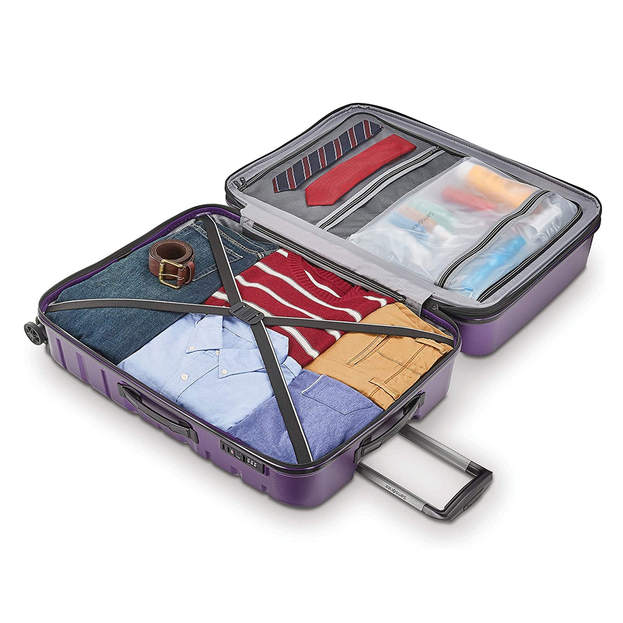 Samsonite Tech 2.0 Hardside Luggage Set with Wheels, 2 Piece, Purple (Open Box) - VMInnovations
