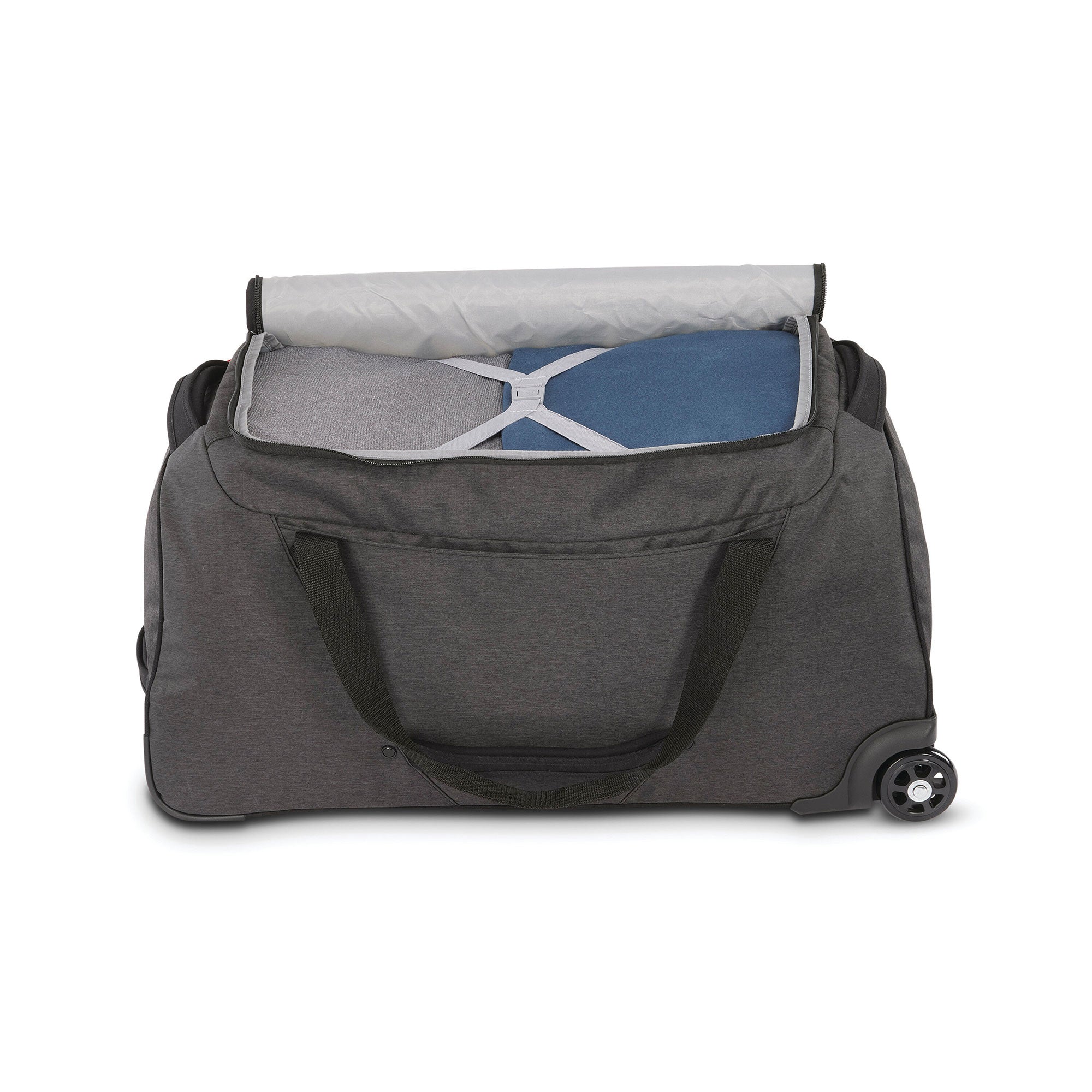 High Sierra Forester 28 Inch Roomy Wheeled Duffel w/ Grab Handles, Black Heather