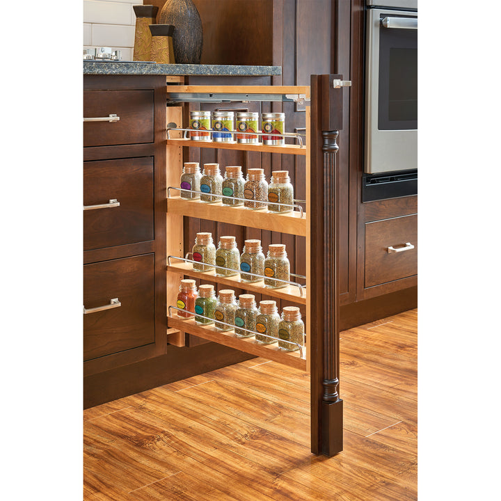 Rev-A-Shelf 6" Pull Out Cabinet Organizer for Base Filler, Maple, 432-BFSC-6C