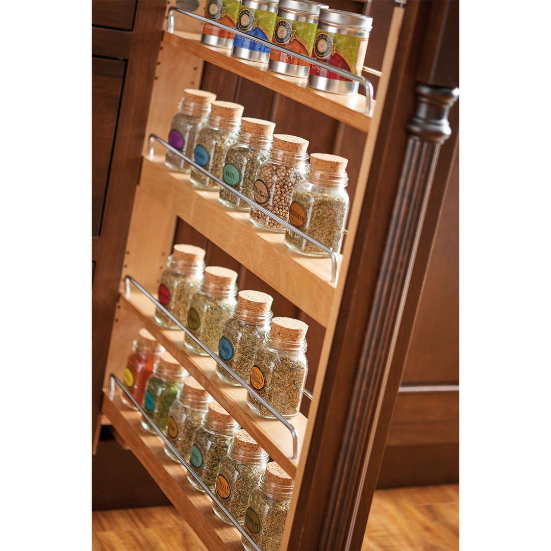 Rev-A-Shelf 6" Pull Out Cabinet Organizer for Base Filler, Maple, 432-BFSC-6C
