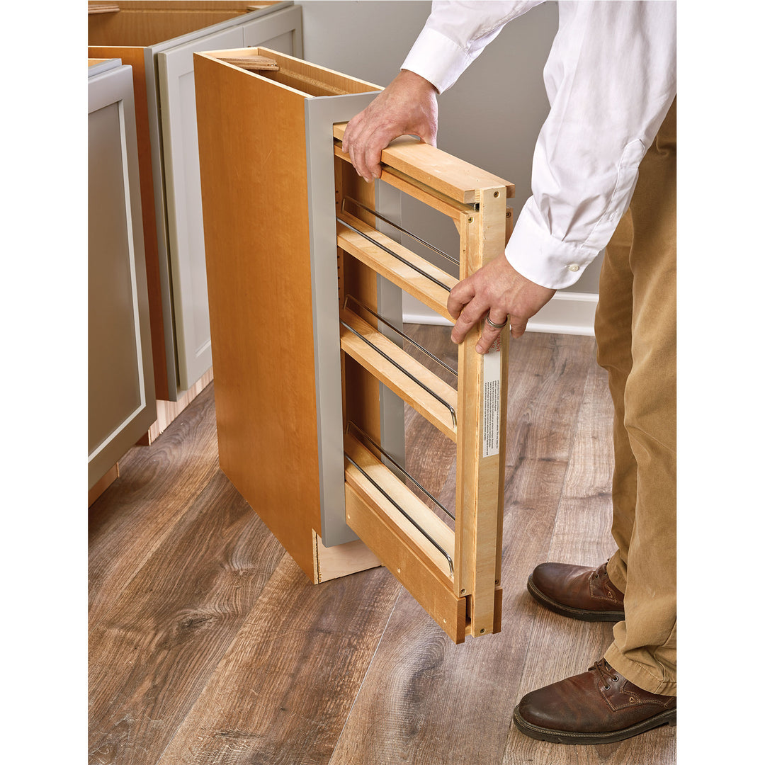 Rev-A-Shelf 6" Pullout Shelf Organizer Rack for Cabinet Base Filler, 438-BC-6C