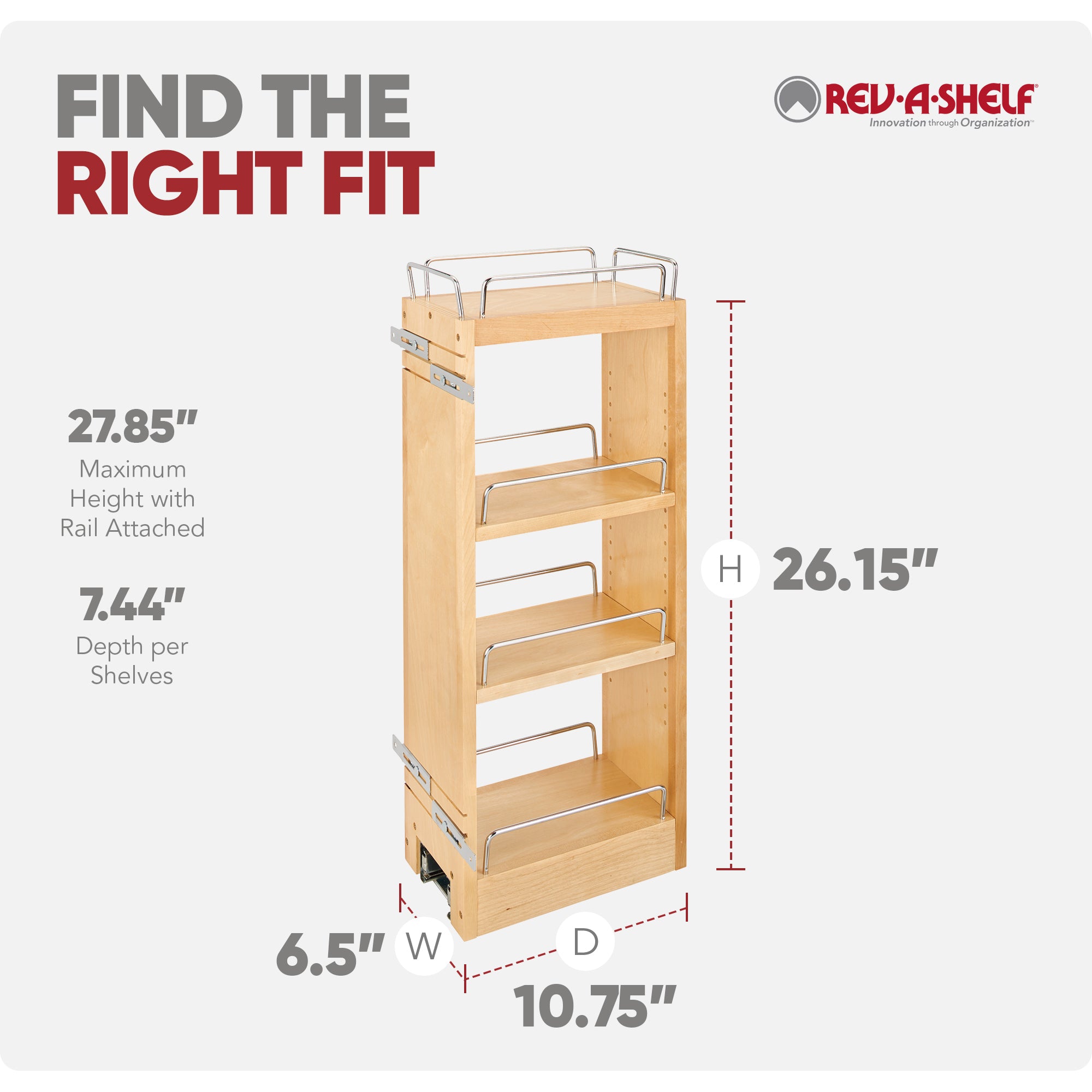 Rev-A-Shelf 6" Pullout Kitchen Wall Cabinet Organizer Soft-close, 448-BBSCWC-6C - VMInnovations