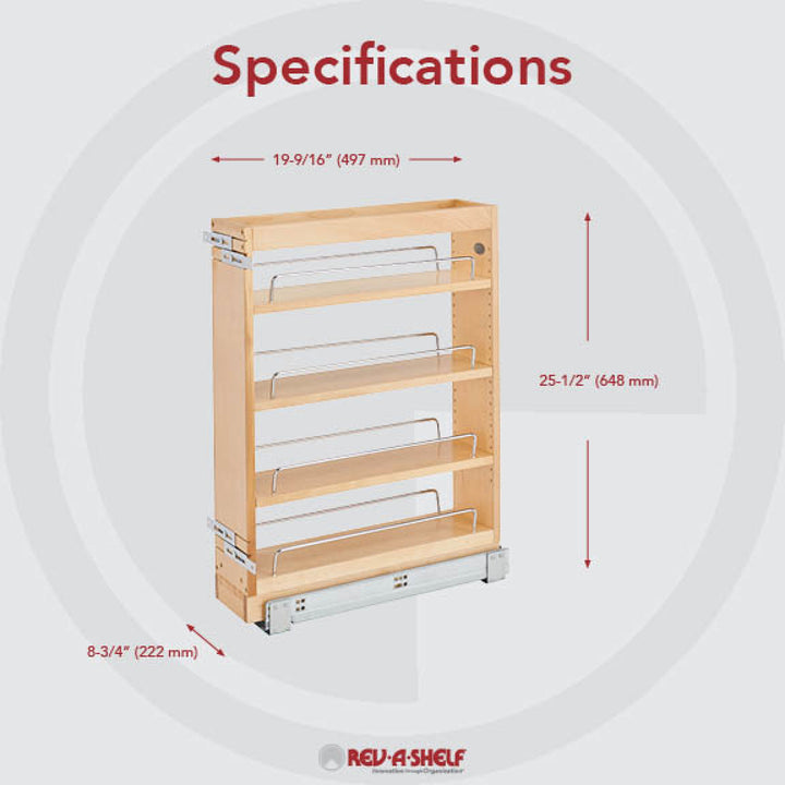 Rev-A-Shelf Cabinet Vanity Drawer Organizer 4-Shelf Natural Maple, 448-BC19SC-8C