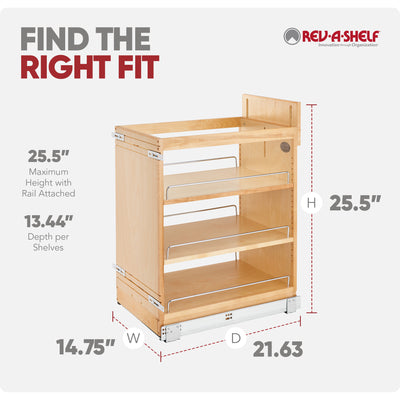 Rev-A-Shelf 14.75" Pullout Kitchen Cabinet Organizer Soft-close, 448-BCSC-14C - VMInnovations