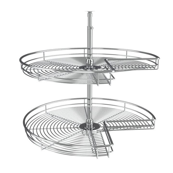 Rev-A-Shelf 28" Lazy Susan Kidney-Shaped 2-Shelf Corner Cabinet, Chrome, 5472-28CR