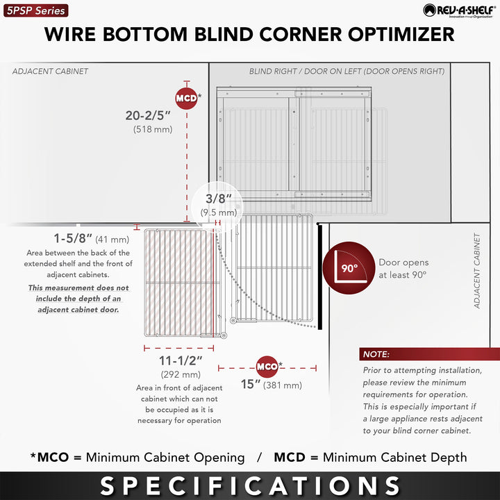 Rev-A-Shelf Pullout Corner Cabinet Organizer w/ Soft-close Three-Tier, 5PSP3-15SC-CR