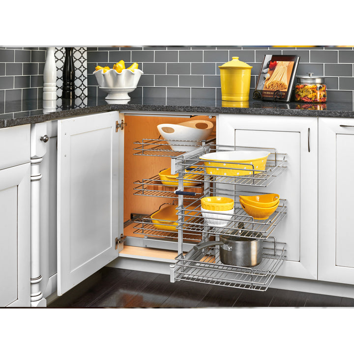 Rev-A-Shelf Pullout Corner Cabinet Organizer w/ Soft-close Three-Tier, 5PSP3-15SC-CR