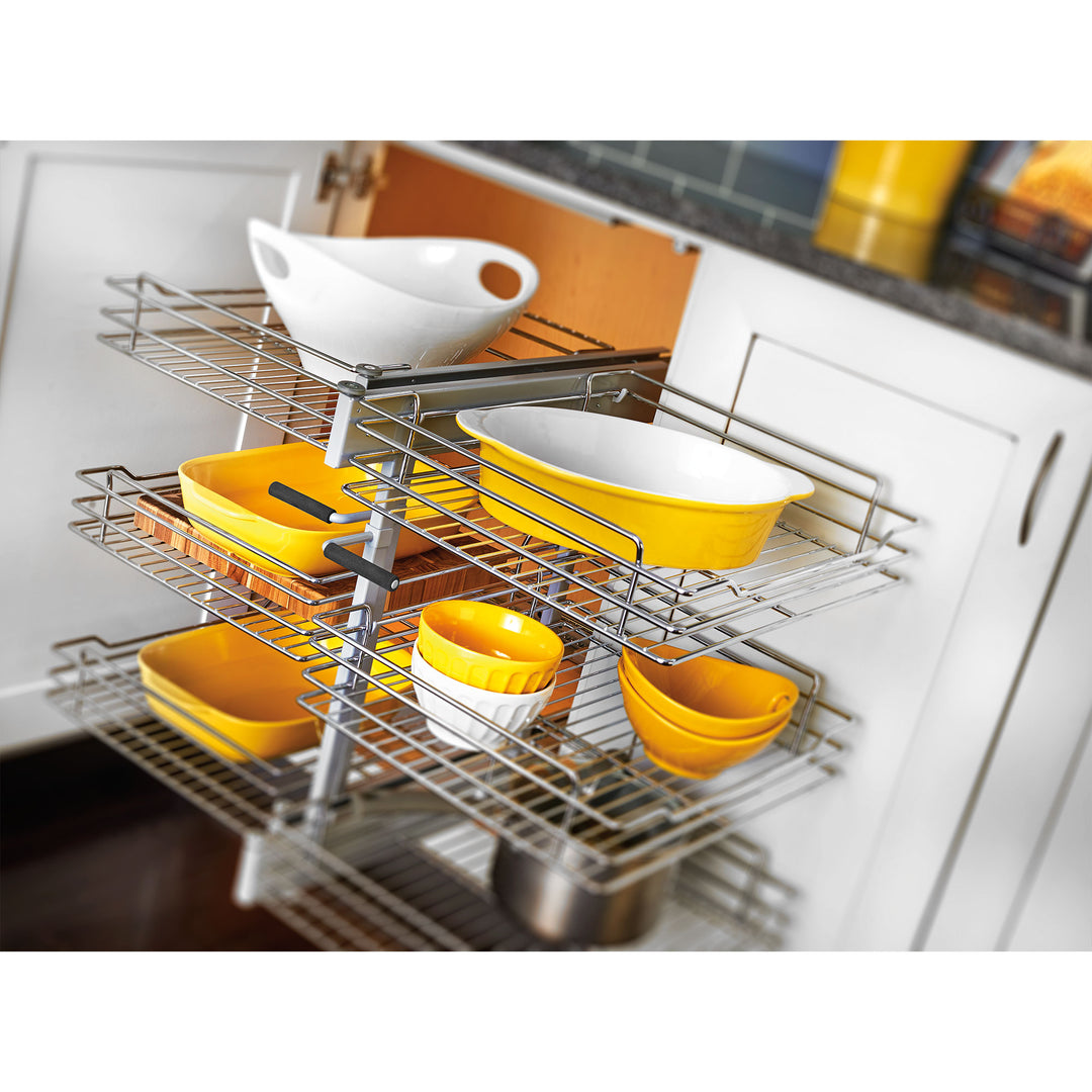 Rev-A-Shelf Pullout Corner Cabinet Organizer w/ Soft-close Three-Tier, 5PSP3-15SC-CR