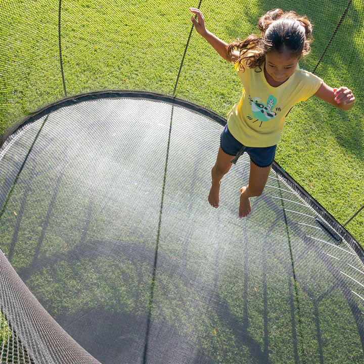 Springfree Trampoline Kids Oval 8 x 11 Ft Trampoline & FlexrHoop Basketball Game