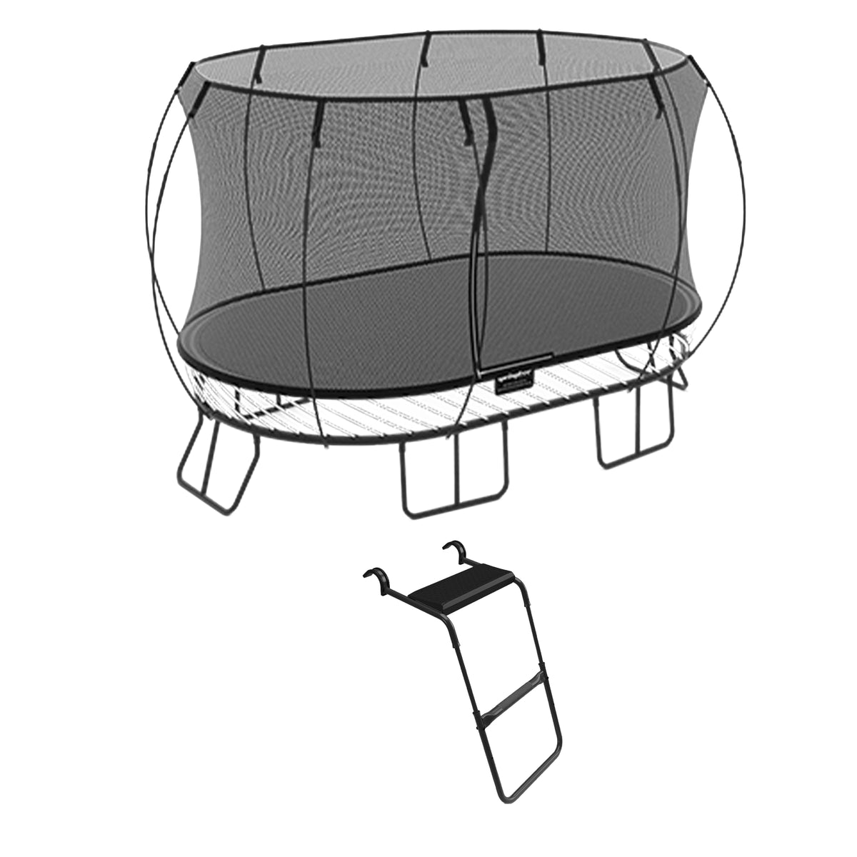 Springfree Trampoline Kids Oval 8 x 11Ft Trampoline & FlexrStep V2 Safety Ladder