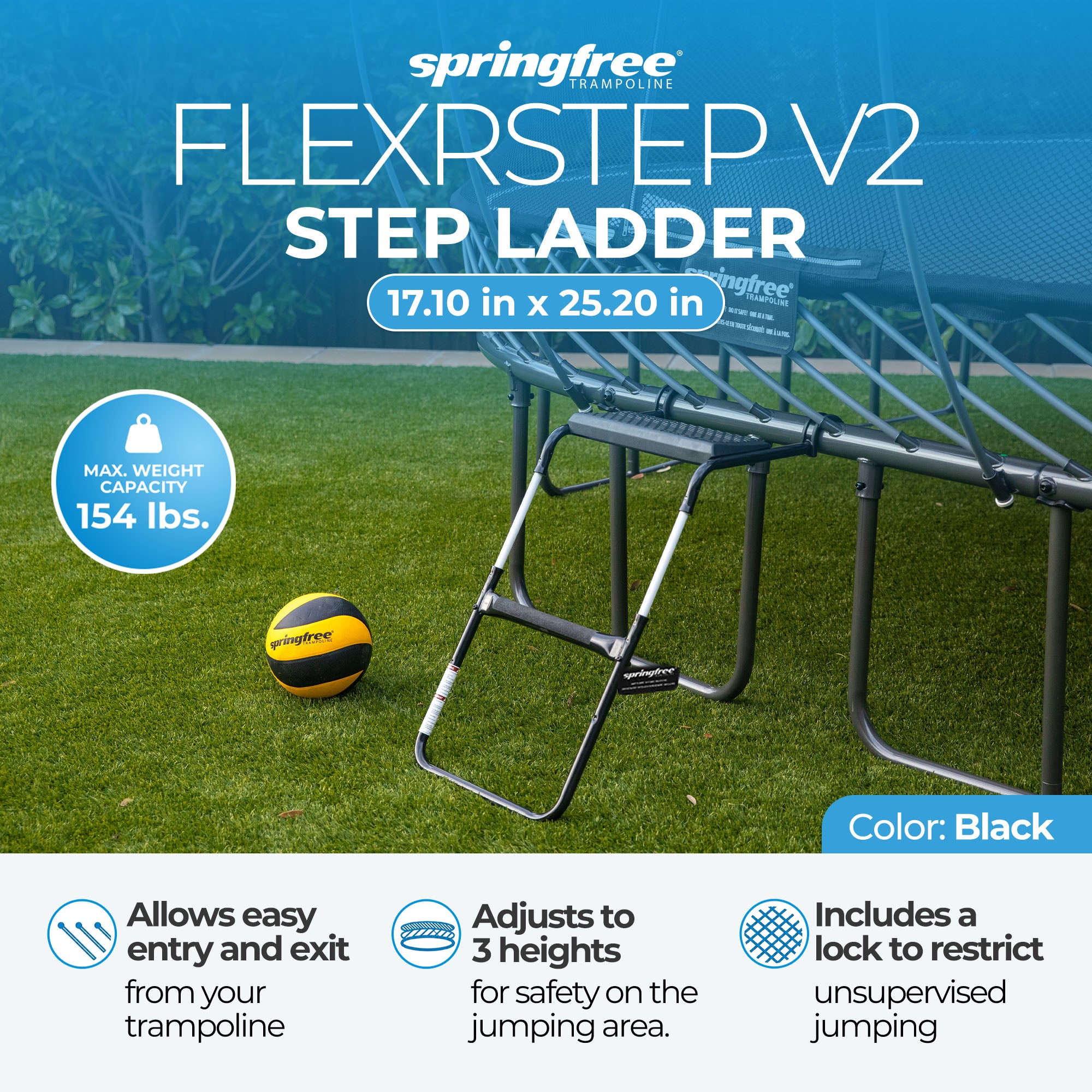 Springfree Trampoline Kids Oval 8 x 11Ft Trampoline & FlexrStep V2 Safety Ladder