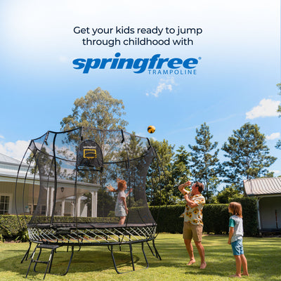 Springfree Trampoline Kids Oval 8 x 11Ft Trampoline & FlexrStep V2 Safety Ladder