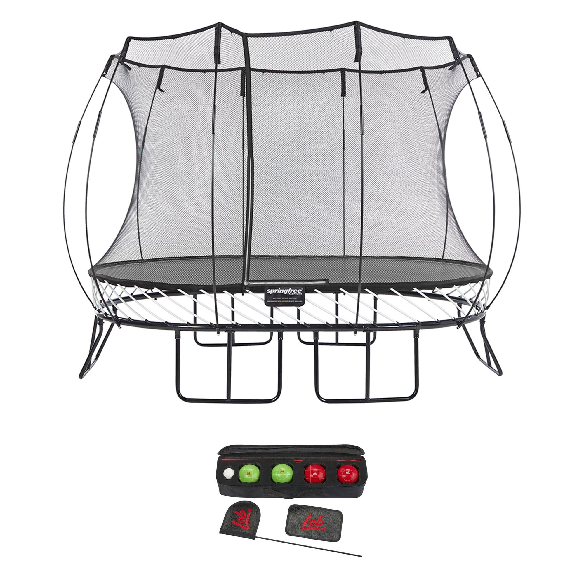 Springfree Trampoline Kids Oval 8 x 11' Trampoline & Lob Home Backyard Bocce Set - VMInnovations