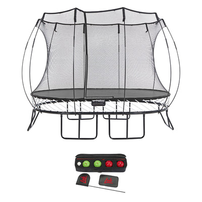 Springfree Trampoline Kids Oval 8 x 11' Trampoline & Lob Home Backyard Bocce Set - VMInnovations