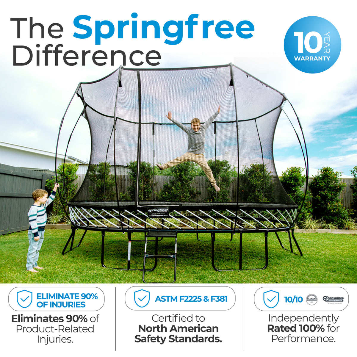 Springfree Trampoline Oval 8 x 13Ft Trampoline & FlexrStep V2 Safety Ladder
