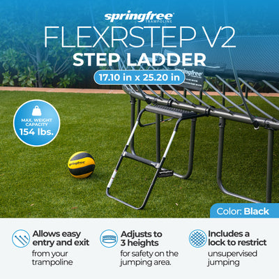 Springfree Trampoline Kids Square 11 Ft Trampoline & FlexrStep V2 Safety Ladder