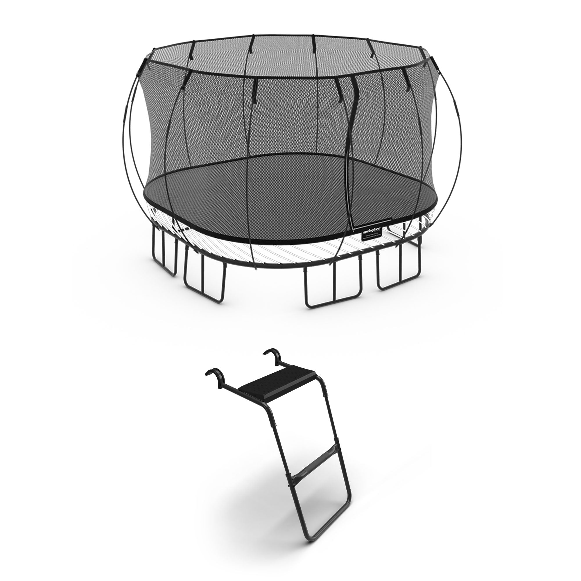 Springfree Trampoline Kids Square 11 Ft Trampoline & FlexrStep V2 Safety Ladder