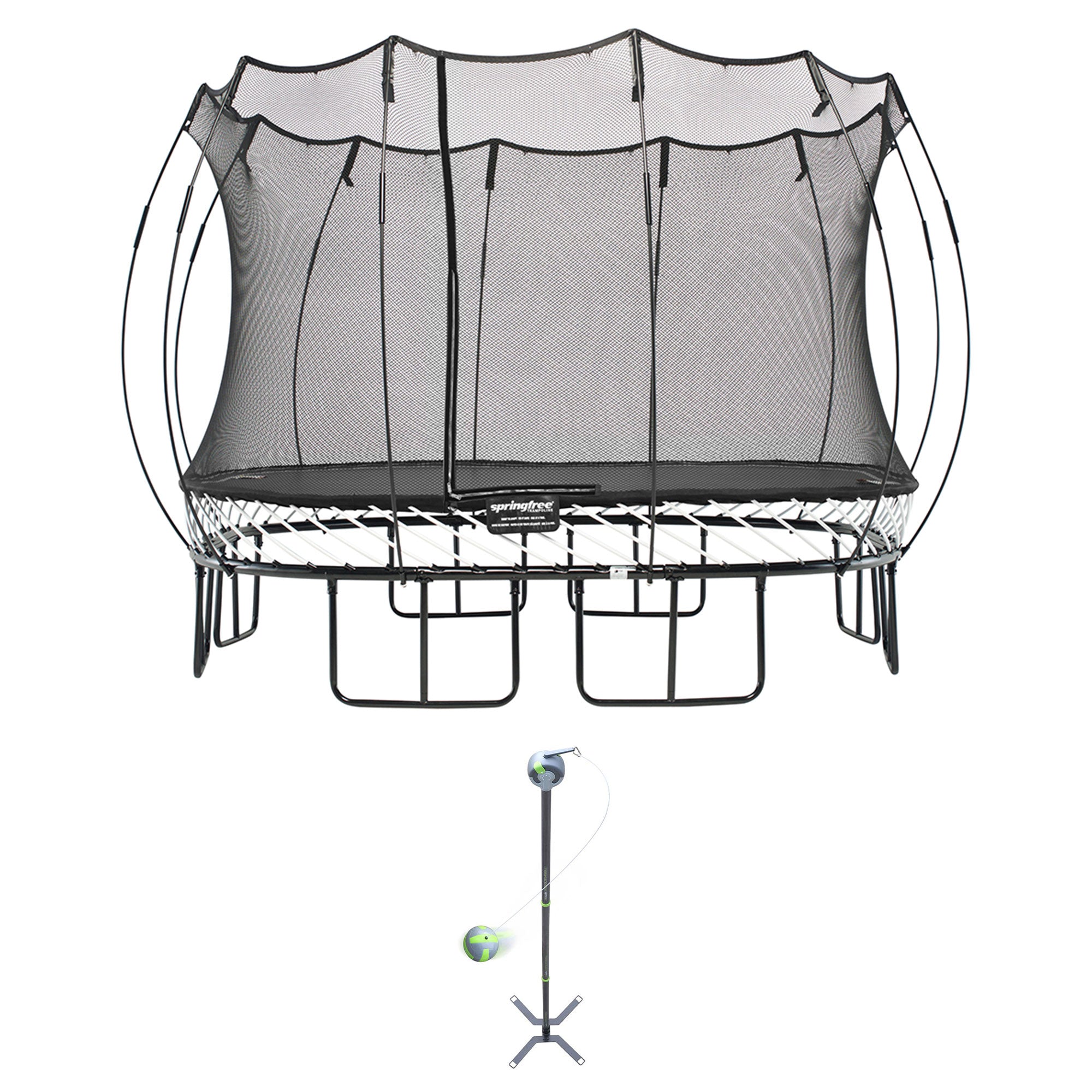 Springfree Trampoline Square 11' Trampoline & Viva Active Swing & Tetherball Set