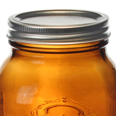 Ball 64 Ounce Wide Mouth Amber Glass Mason Storage Canning Jar with Lid, 2 Pack