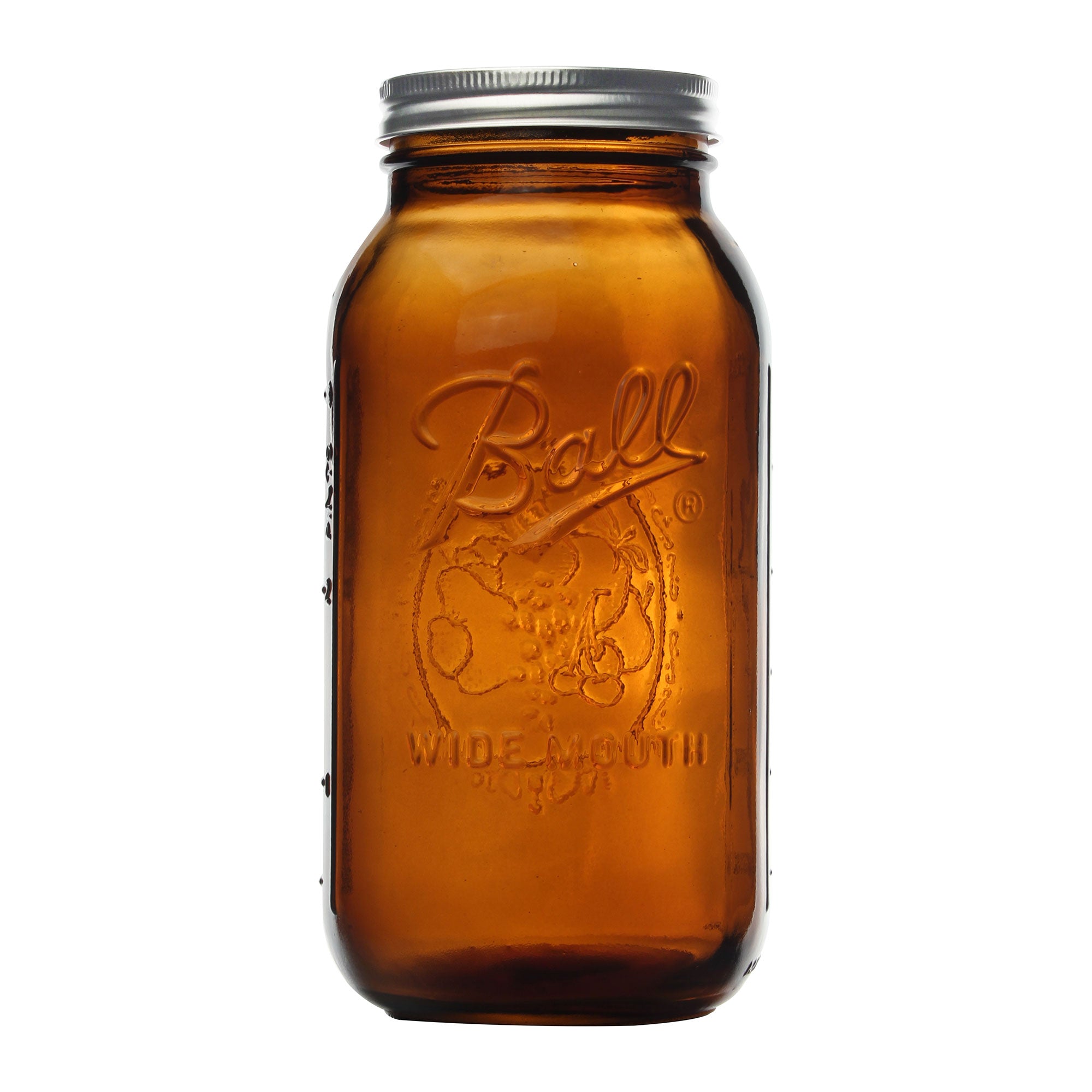 Ball 64 Ounce Wide Mouth Amber Glass Mason Storage Canning Jar with Lid, 2 Pack