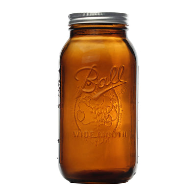 Ball 64 Ounce Wide Mouth Amber Glass Mason Storage Canning Jar with Lid, 2 Pack