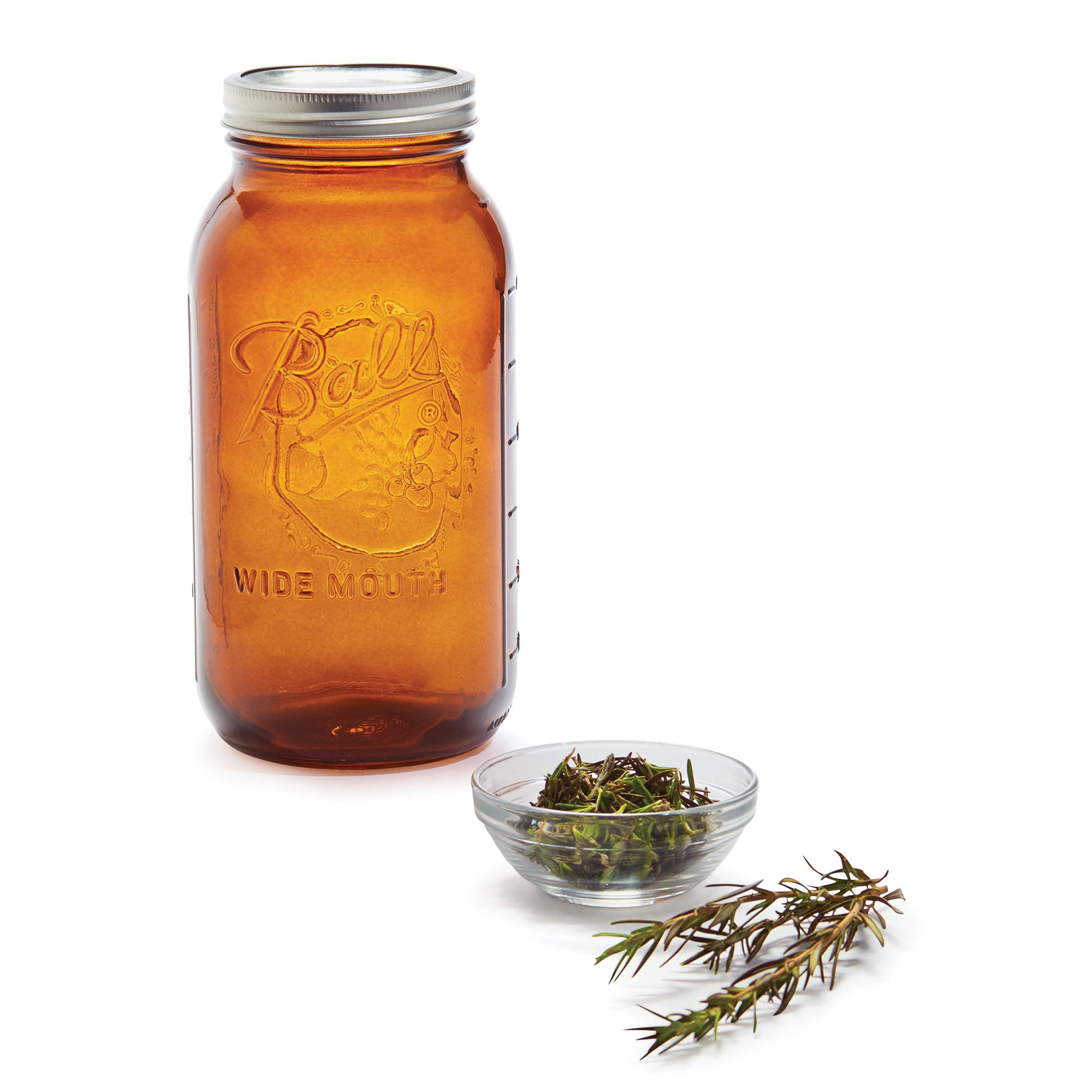 Ball 64 Ounce Wide Mouth Amber Glass Mason Storage Canning Jar with Lid, 2 Pack