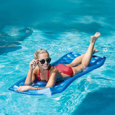 Big Joe Aquaria Avena Swimming Pool Padded Floating Luxury Lounge Chair, Blue