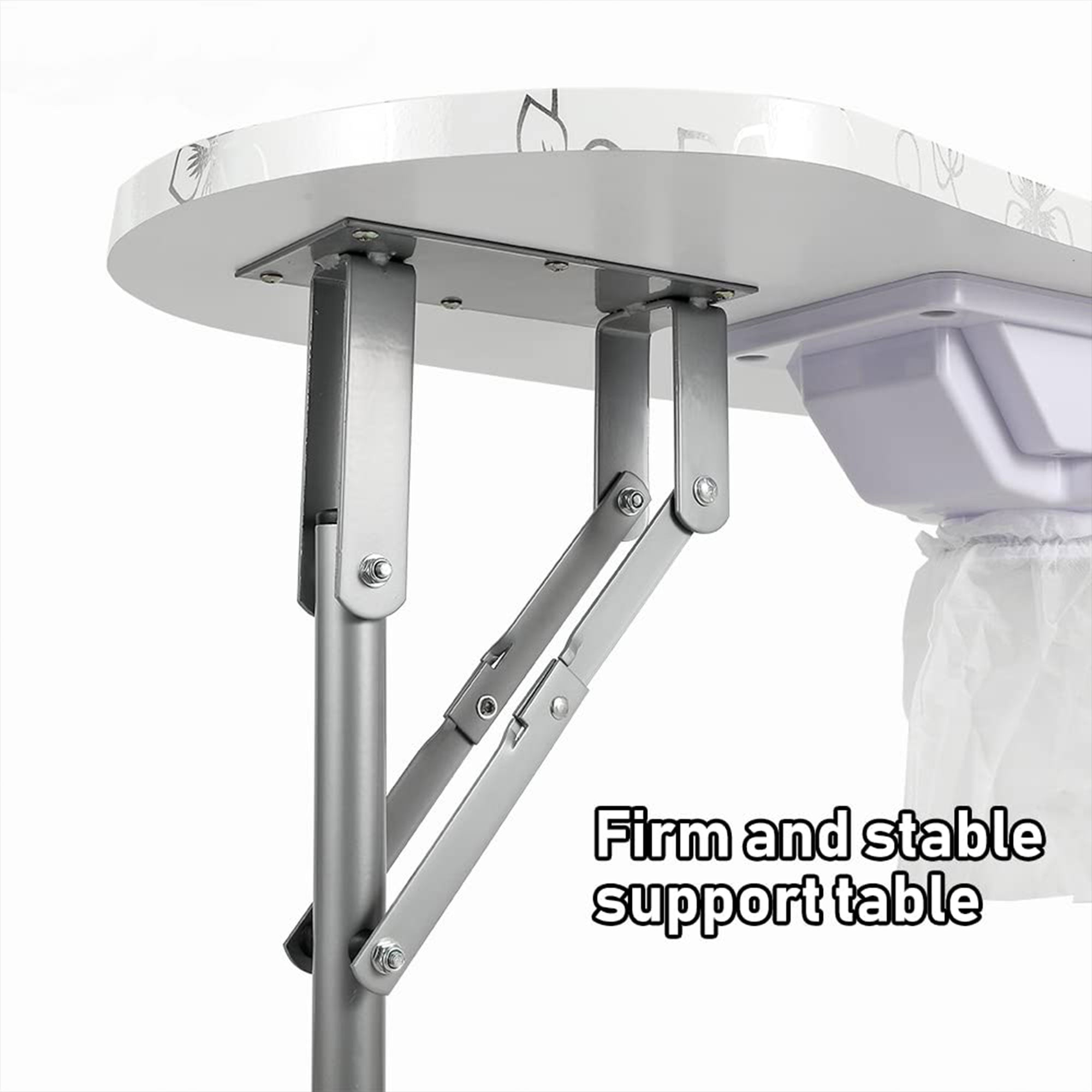 LEIBOU Professional 35 Inch Vented and Foldable Manicure Table, White Flower