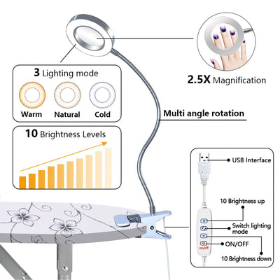 LEIBOU Professional 35 Inch Vented and Foldable Manicure Table, White Flower