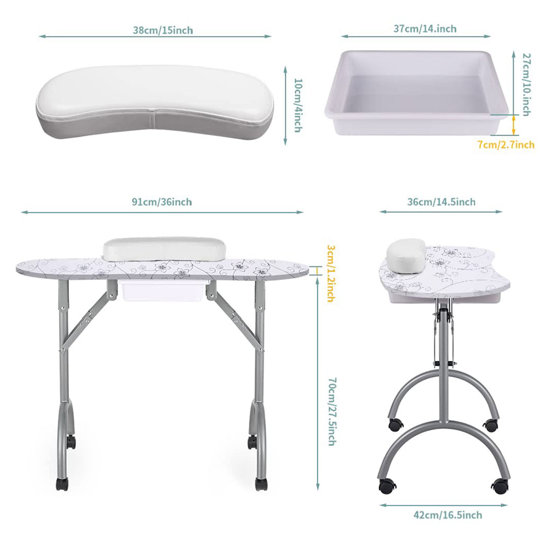 LEIBOU Professional 36 Inch Vented and Foldable Manicure Table (Open Box)