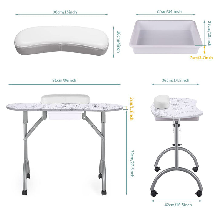 LEIBOU Professional 36 Inch Vented and Foldable Manicure Table (Open Box)